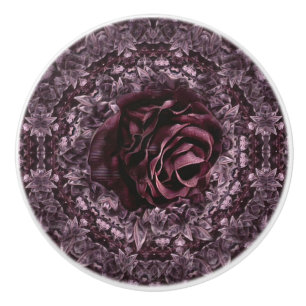 Bouton De Porte En Céramique Rose Mandala