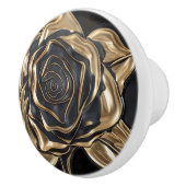 Bouton De Porte En Céramique Rose noir et or de luxe (Droite)