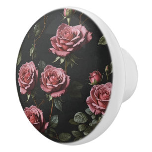 Bouton De Porte En Céramique Rose photo rose réaliste