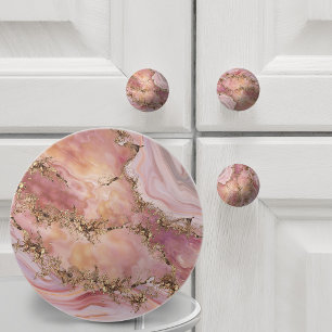 Bouton De Porte En Céramique Rose quartz and pastel pink marble