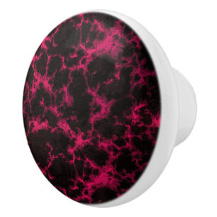 Bouton De Porte En Céramique Rose repéré vibrant et noir de Goth