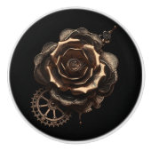 Bouton De Porte En Céramique Rose Steampunk (Devant)