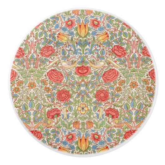 Bouton De Porte En Céramique "Rose" William Morris (Devant)