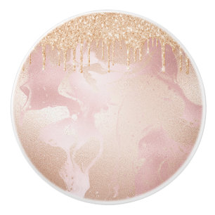 Bouton De Porte En Céramique Rosegold rougissent marbre avec des gouttelettes