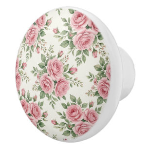 Bouton De Porte En Céramique Roses à l'aquarelle rose vintage motif floral sans