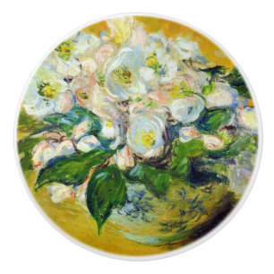 Bouton De Porte En Céramique Roses de Noël (par Claude Monet)