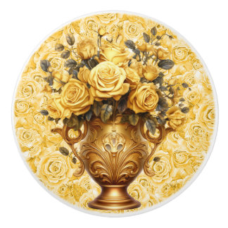 Bouton De Porte En Céramique Roses d'or sur Tirage en céramique Rose