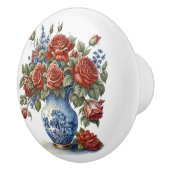 Bouton De Porte En Céramique Roses élégants dans Vase (Droite)