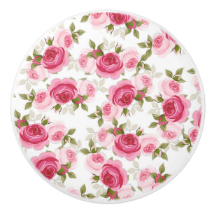 Bouton De Porte En Céramique Roses fantaisistes roses floral rustique shabby ch