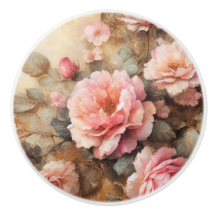 Bouton De Porte En Céramique Roses Roses Roses Roses Roses Vintages