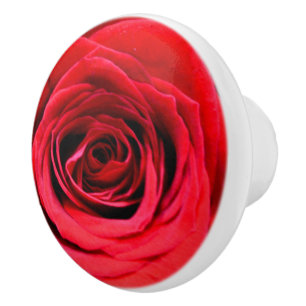 Bouton De Porte En Céramique Roses rouges