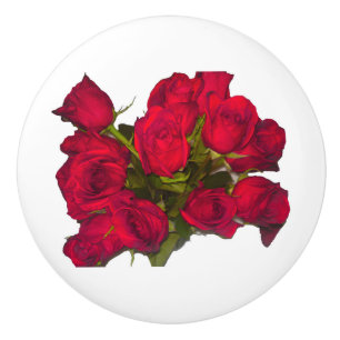 Bouton De Porte En Céramique Roses rouges Flower Door Knoor
