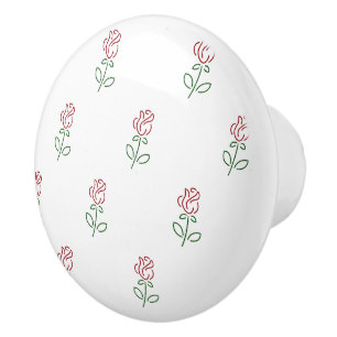 Bouton De Porte En Céramique Roses Rouges, Motif De Roses, Fleurs
