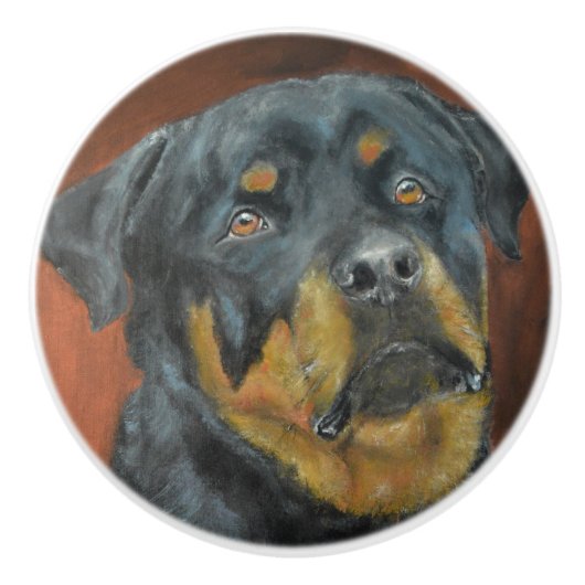 Bouton De Porte En Céramique Rottweiler (Devant)