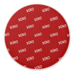 Bouton De Porte En Céramique Rouge Blanc XOXO