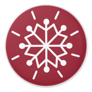 Bouton De Porte En Céramique Rouge de flocon de neige