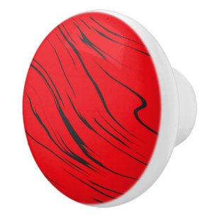 Bouton De Porte En Céramique Rouge et gris abstrait