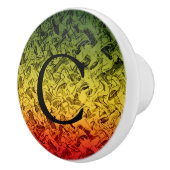 Bouton De Porte En Céramique Rouge Jaune et vert Abstrait Fumée Design (Droite)