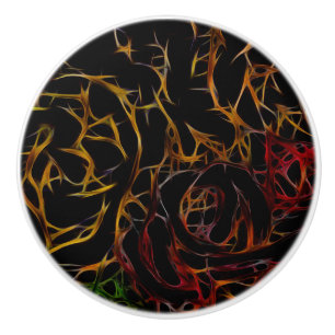 Bouton De Porte En Céramique Rouge orange fondu Vert noir Abstrait clair