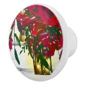 Bouton De Porte En Céramique Rouge romantique Aquarelle Rose & Lanterne Rustiqu (Droite)