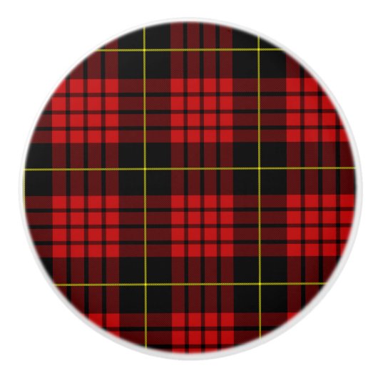 Bouton De Porte En Céramique Rouge Tartan Ceramic Knob (Devant)