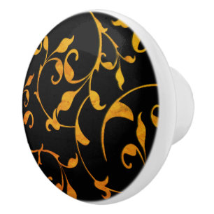 Bouton De Porte En Céramique Rouille défilante et noir