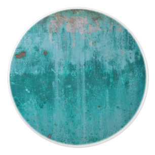Bouton De Porte En Céramique Rouille Turquoise