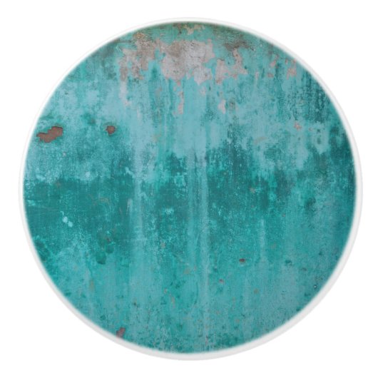 Bouton De Porte En Céramique Rouille Turquoise (Devant)