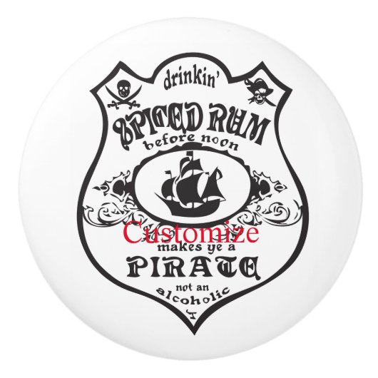 Bouton De Porte En Céramique Rum épicé Pirate Boisson Thunder_Cove (Devant)