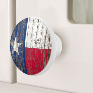 Bouton De Porte En Céramique Russe Bois Western Pays Lone Star Texas Drapeau
