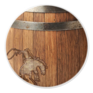 Bouton De Porte En Céramique Russe Country Cowboy Western Rodeo Wooden Barrel