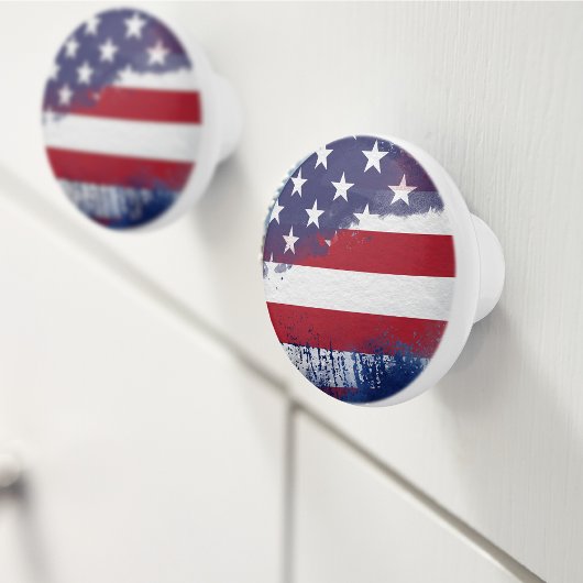 Bouton De Porte En Céramique Rustic American Flag Ceramic Pull