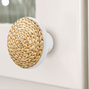 Bouton De Porte En Céramique Rustic Beach Tropical Island Woven Wicker