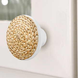 Bouton De Porte En Céramique Rustic Beach Tropical Island Woven Wicker