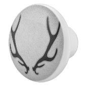 Bouton De Porte En Céramique Rustic Deer Antlers Grey Faux Burlap Texture (Droite)