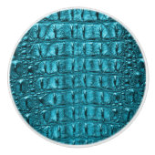 Bouton De Porte En Céramique Rustique chic bleu aqua bleu alligator imprimé (Devant)