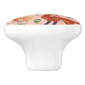 Bouton De Porte En Céramique Rustique Folk Bois Animaux Fleur Pépinière rose (Côté)