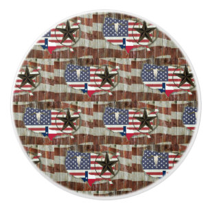 Bouton De Porte En Céramique Rustique Texas Lone Star Texas Long Horn