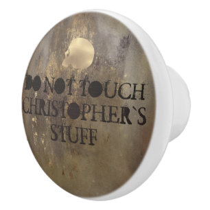 Bouton De Porte En Céramique Rusty béton brun faux crâne doré personnalisé