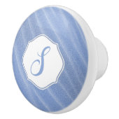 Bouton De Porte En Céramique Sable Bleu Rides Monogramme Ceramic Tige (Droite)
