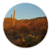 Bouton De Porte En Céramique Saguaro Sunset I Arizona Désert Paysage (Devant)