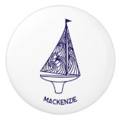 Bouton De Porte En Céramique Sailing Boat Personalized Name (Devant)