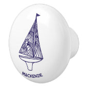Bouton De Porte En Céramique Sailing Boat Personalized Name (Droite)