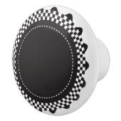 Bouton De Porte En Céramique Saint-Jacques À damiers noir et blanc (Droite)