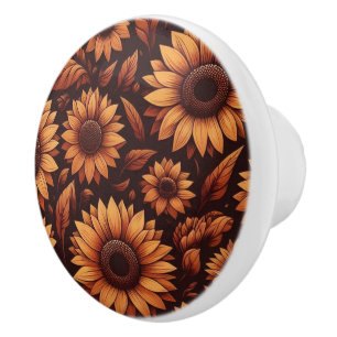 Bouton De Porte En Céramique Saison des Tournesols