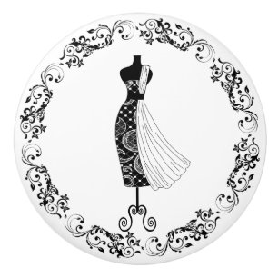 Bouton De Porte En Céramique Salle de couture noir et blanc Bodice Robe de la r