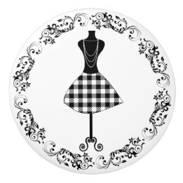 Bouton De Porte En Céramique Salle de couture noir et blanc Bodice Robe de la r