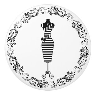 Bouton De Porte En Céramique Salle de couture noir et blanc Bodice Robe de la r
