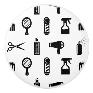 Bouton De Porte En Céramique Salon et coiffeur Motif COULEUR PERSONNALISÉE
