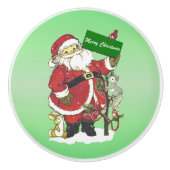 Bouton De Porte En Céramique Santa Claus mignons Animaux Joyeux Noël (Devant)